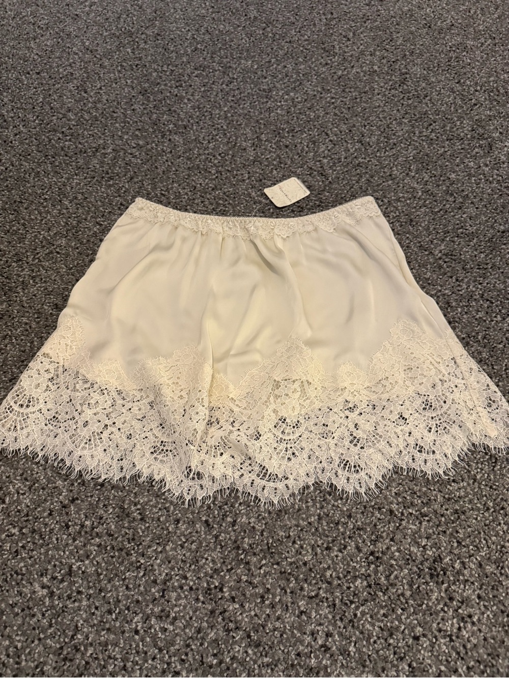 Free People Cream Lace-Trim Mini Skirt